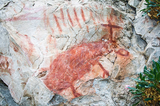Native American Petroglyph stock photo