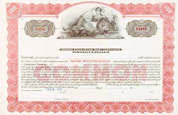U.S. Stock Certificate 1916 Woman Reclining with Sleeping Lion vector art illustration