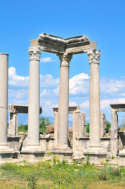 Columns of Agora in Archaic Perge stock photo