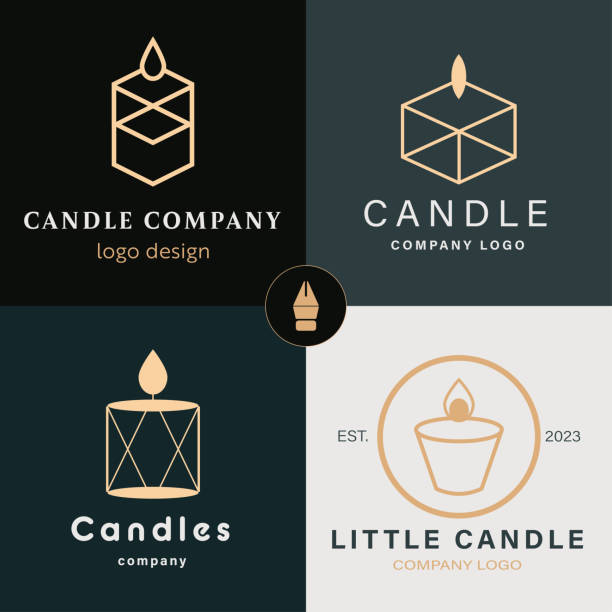 Minimalist Geometric Logo Set For Candle Business vector art illustration