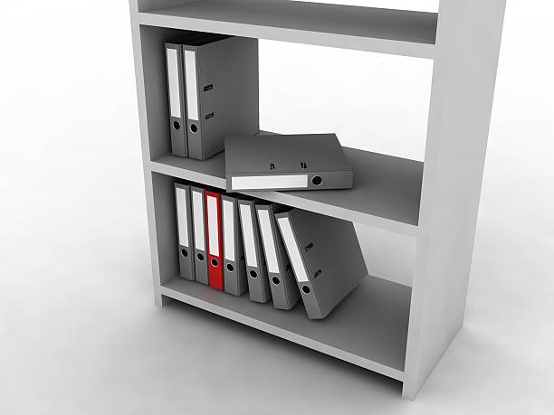 Shelf with folders stock photo