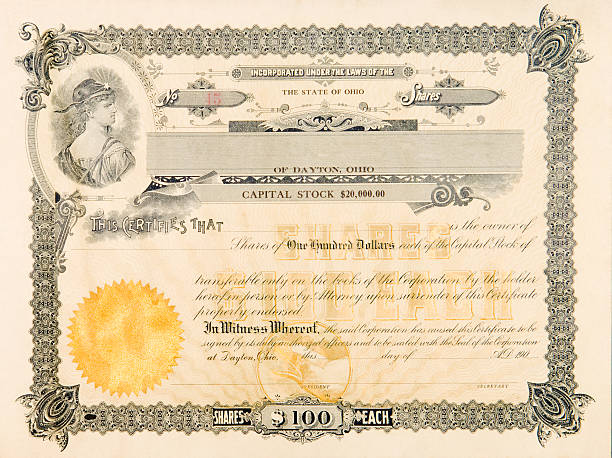 istock Old Stock Certificate from 1904 Ohio, USA Woman Star Vinette 147644654