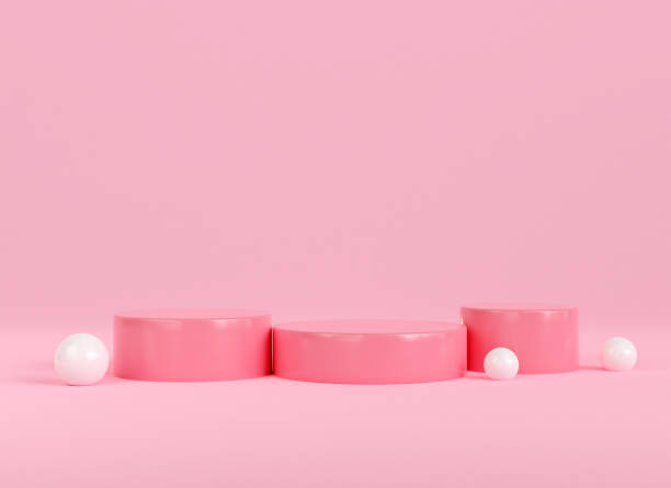 istock 3d render podium display on pink background. valentine love cosmetic product presentation. stage mockup romantic minimal. 3d rendering illustrator. 1476454516