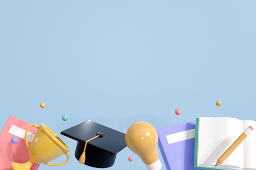 3d Render Education Study Element Background Elearning Online School ...