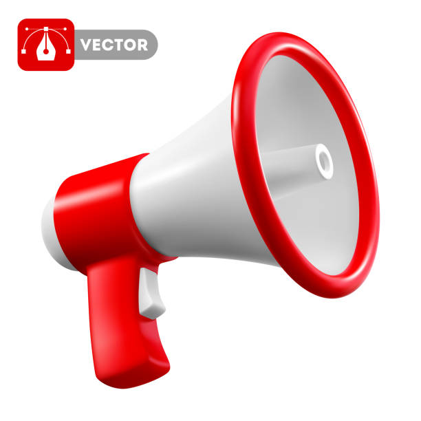 bildbanksillustrationer, clip art samt tecknat material och ikoner med megaphone speaker 3d voice amplifier - megafon