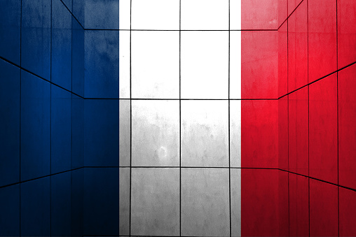 French flag double exposure. Basemap or background use. Double exposure creative hologram.
