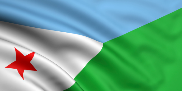 3d rendered and waving flag of djibouti