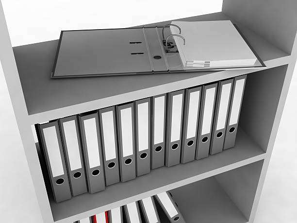 Shelf with folders stock photo