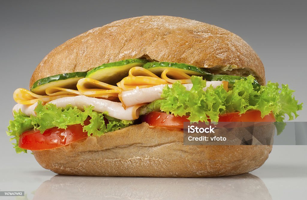 Sanwich com chiken e Queijo - Royalty-free Alface Foto de stock