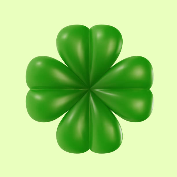 Green clover isolated on colorful background. 3d cartoon vivid illustration in realistic minimal style. Bright modern vector graphic element. Lucky symbol or icon. Green clover isolated on colorful background. 3d cartoon vivid illustration in realistic minimal style. Bright modern vector graphic element. Lucky symbol or icon. clover celebration event sparse simplicity stock illustrations