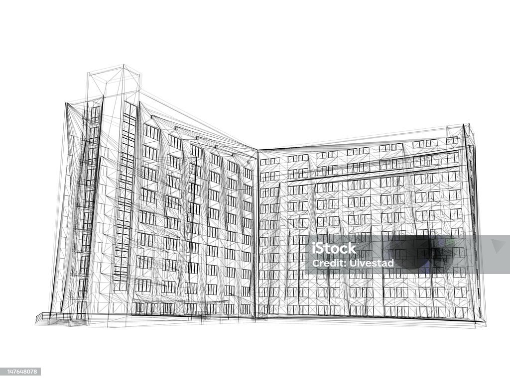 3 D Wireframe 병원, 상업용 또는 가정용 건물 - 로열티 프리 3차원 형태 스톡 사진