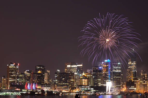 istock Downtown Vancouver with Canada Day Celebration fireworks 147648319