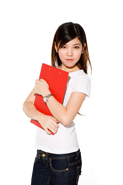 istock beautiful college girl with red file 147648438