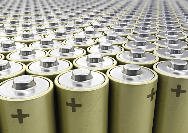 Landscape of batteries stock photo