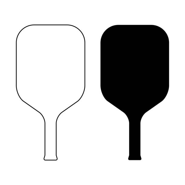 set von pickleball schläger sport, indoor-paddel-symbol, web flach symbol vektor - indoor tennis illustrations stock-grafiken, -clipart, -cartoons und -symbole