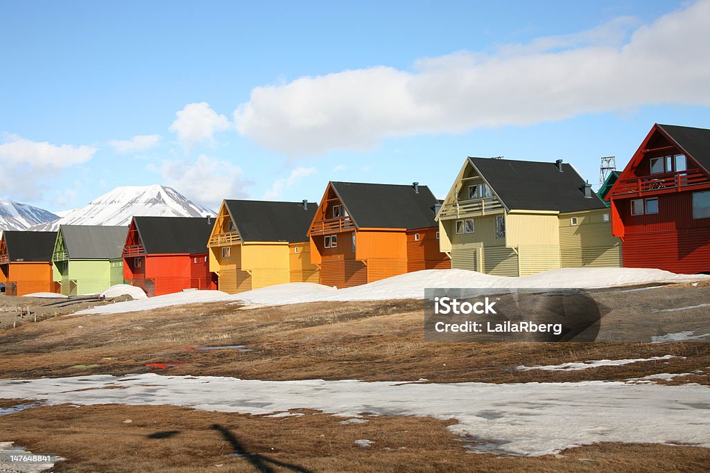 Häuser in einer Reihe auf Svalbard - Lizenzfrei Architektur Stock-Foto