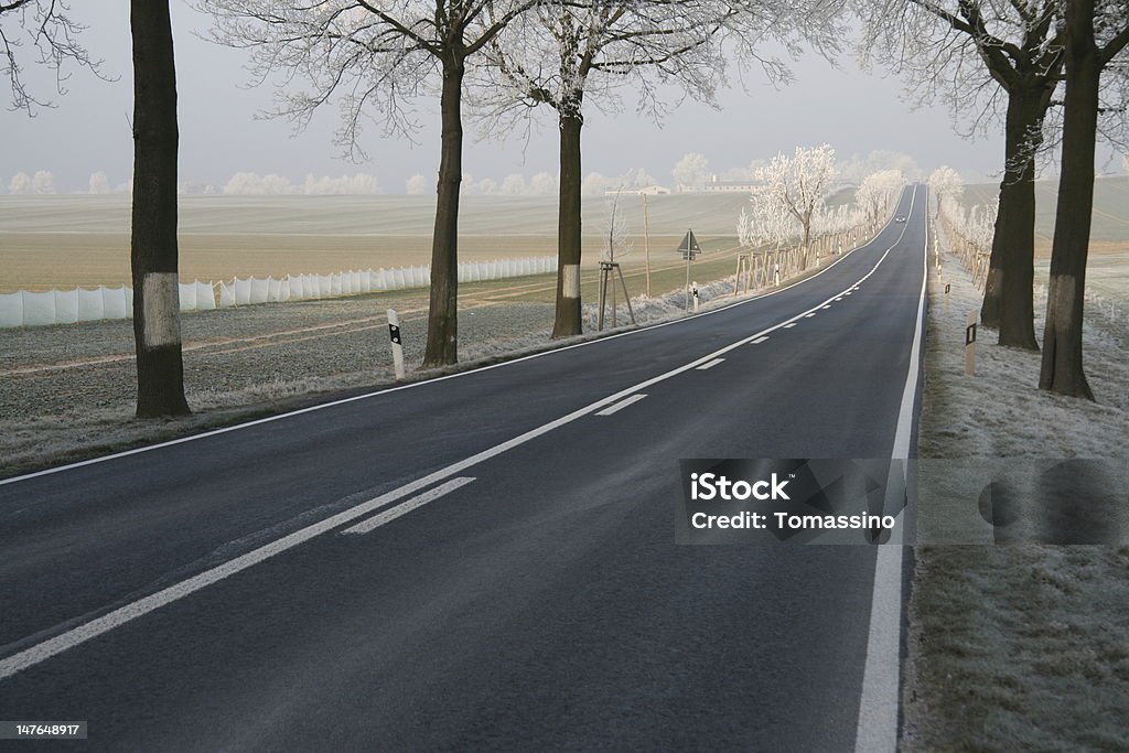 Winter road Road in winter taken in Germany. Agricultural Field Stock Photo