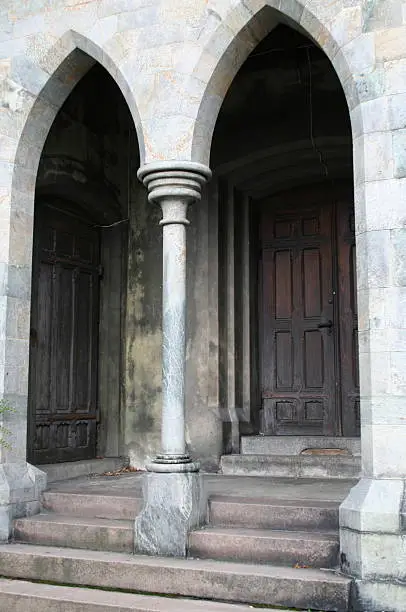 Archways at a church in Bergen, Norway.