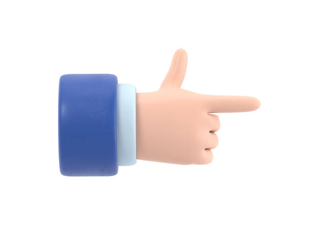 istock Cartoon Gesture Icon Mockup.Cartoon character hand pointing gesture. 3D rendering on white background. 1476499086