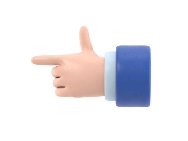 istock Cartoon Gesture Icon Mockup.Cartoon character hand pointing gesture. 3D rendering on white background. 1476499089