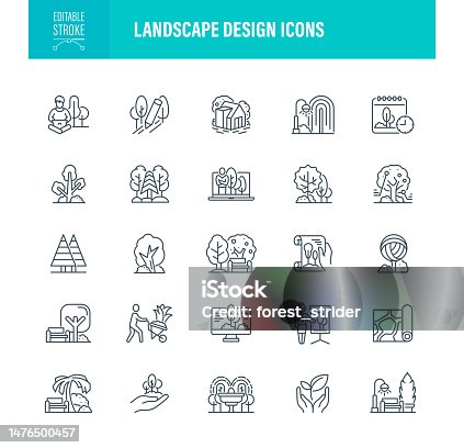 istock Landscape Design Icons Editable Stroke. 1476500457
