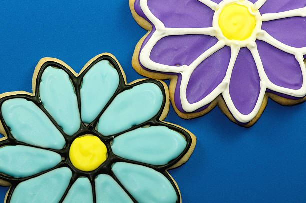 istock Blue and purple flower cookies 147650366