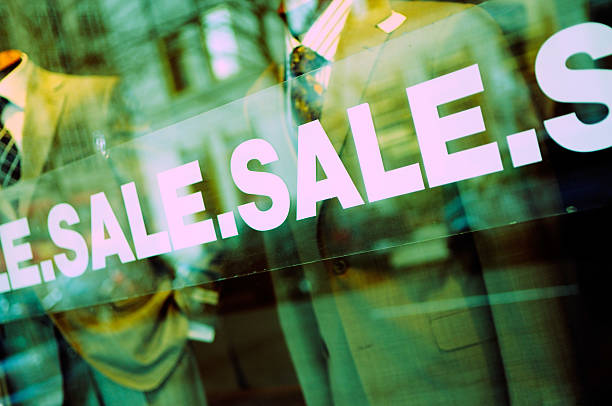 istock Sale sign on glass window 147650558