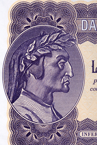 Dante Alighieri a portrait from Italian money - Lire