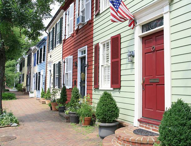 istock Town, City Street with Homes 147651059