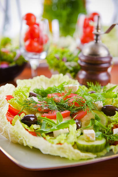 Fresh vegetable salad with tomato and cucumber