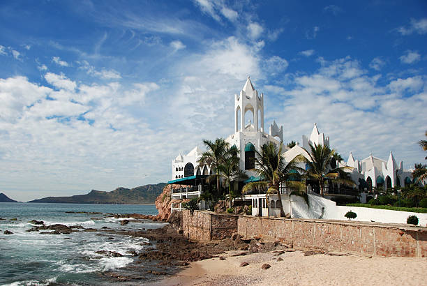 Unique Buildings on the Mazatlan Coastline stock photo