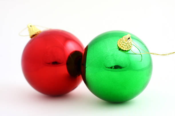 Red and Green Christmas Balls for Decoration stock photo
