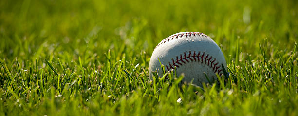 grama de beisebol - baseballs baseball baseball diamond grass - fotografias e filmes do acervo