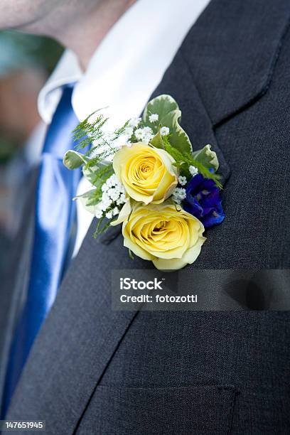 Blume Im Knopfloch Blumen Rose Stockfoto und mehr Bilder von Anzug - Anzug, Bildschärfe, Blau