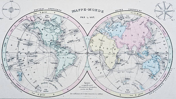 Nouvel Atlas Classique | 19th Century World Map stock photo