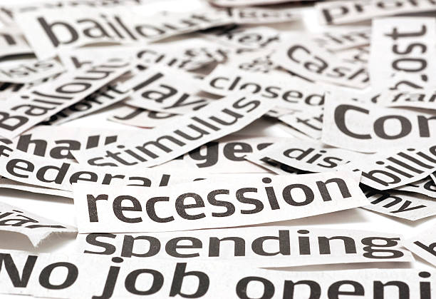不況ヘッドラインズ - newspaper headline unemployment finance recession ストックフォトと画像