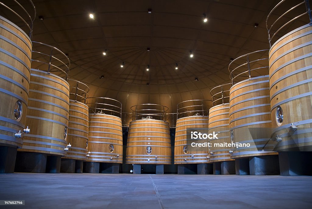 Adega com Barris de madeira grande - Royalty-free Rioja Foto de stock