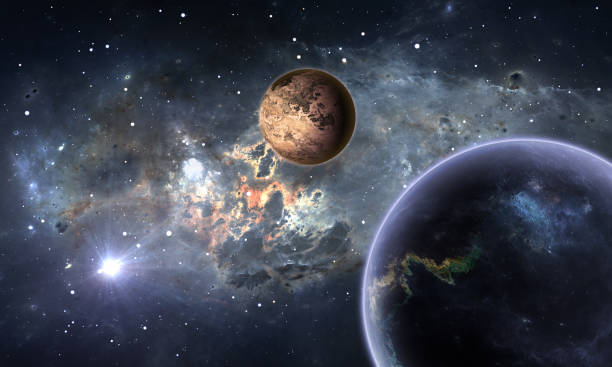 istock Exoplanets or Extrasolar planets with stars on background nebula, 3D illustration 1476530776