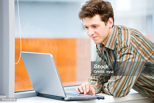 Businessman With Laptop Computer Stock Photo - Download Image Now - 25-29 Years, 30-39 Years, Adult