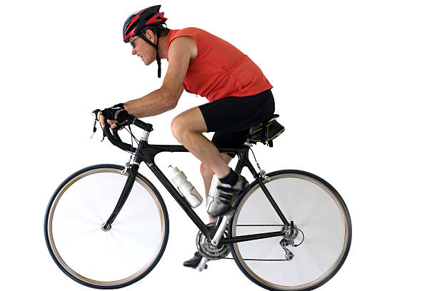 sênior sujo com desfoque de movimento em uma estrada bicicleta isolado - bicycle racing bicycle isolated red - fotografias e filmes do acervo