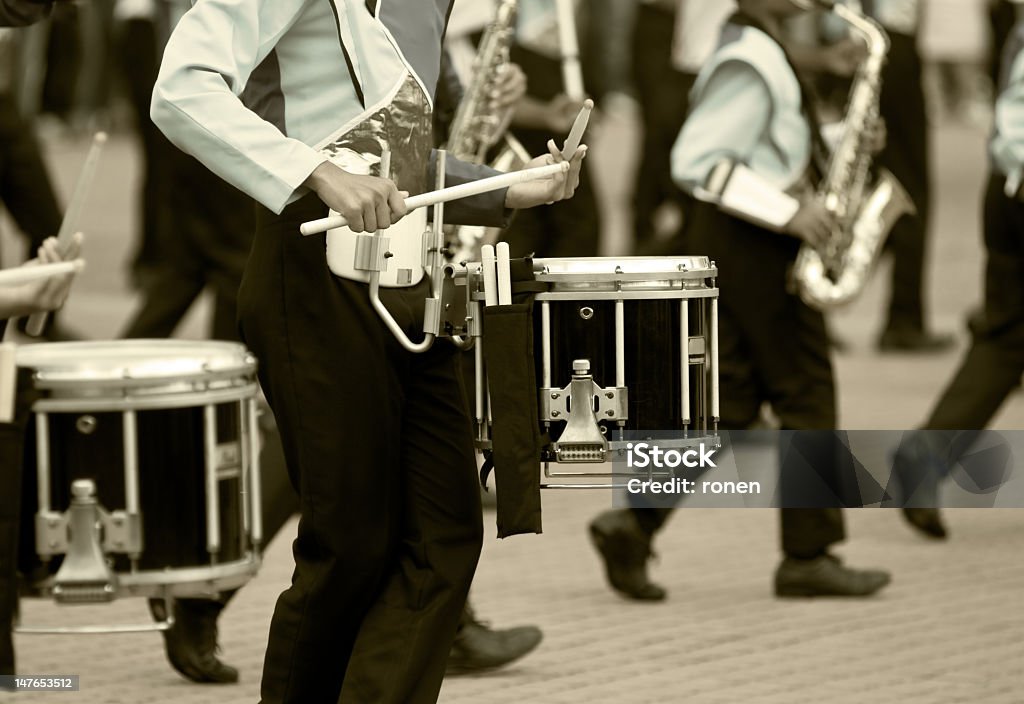 Marching band drums Close up of people - Marching band drums Marching Stock Photo