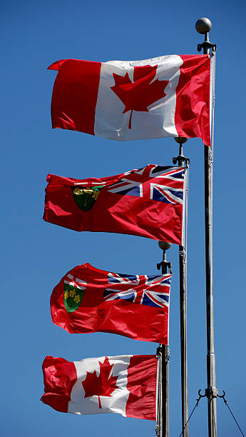istock Canada and Ontario flags in Toronto 147653722