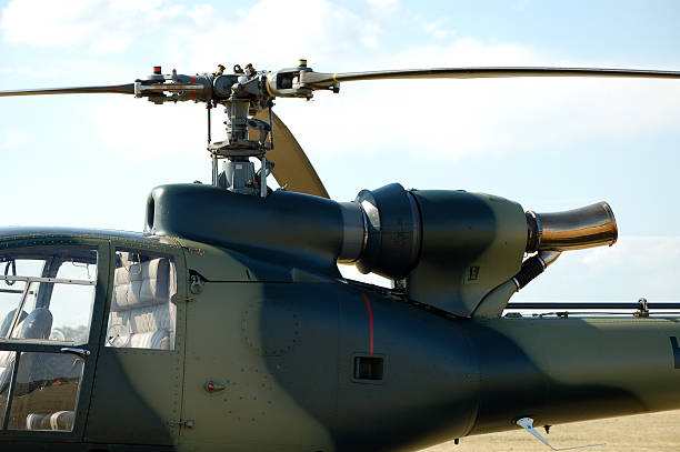 Helicopter Rotors and Exhaust Pipe stock photo