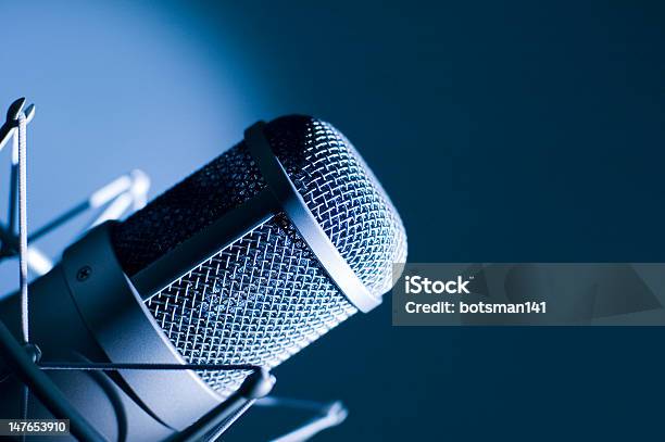 Microphone In Studio Stock Photo - Download Image Now - Broadcasting, Equipment, Horizontal