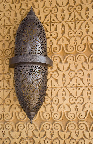 istock Ornamental lamp on limestone wall 147655008