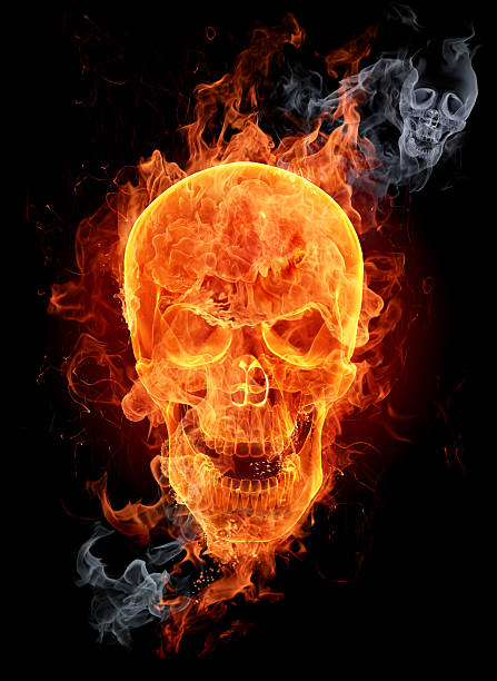 Fire skull stock photo