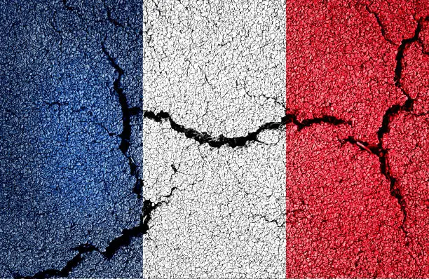 Photo of French flag double exposure. Basemap or background use. Double exposure creative hologram.