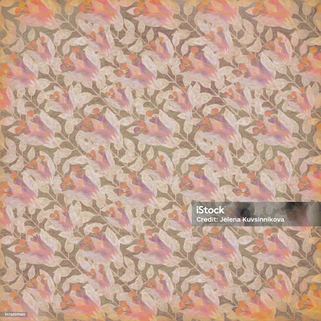 Retro Raster Retro Background With Flowers Raster Illustration For Packaging Design ...