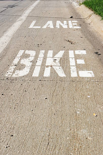 istock Bike Lane on the road 147656345