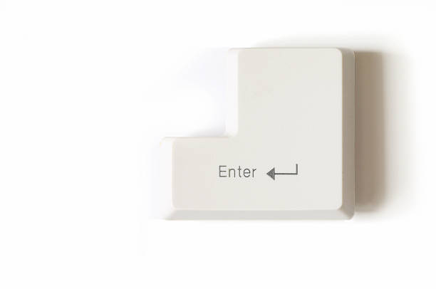 Closeup of enter key isolated on white background
